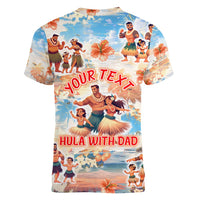 Hawaii Father's Day Women V-Neck T-Shirt Hula With Dad DT02 - Polynesian Pride