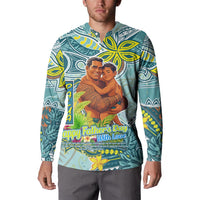 Palau Father's Day Polynesia Button Sweatshirt Dad and Son