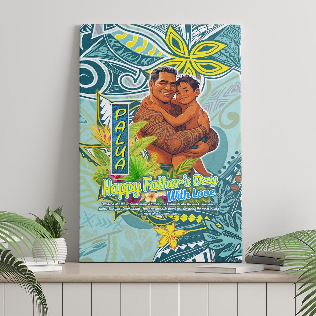 Palau Father's Day Polynesia Canvas Wall Art Dad and Son