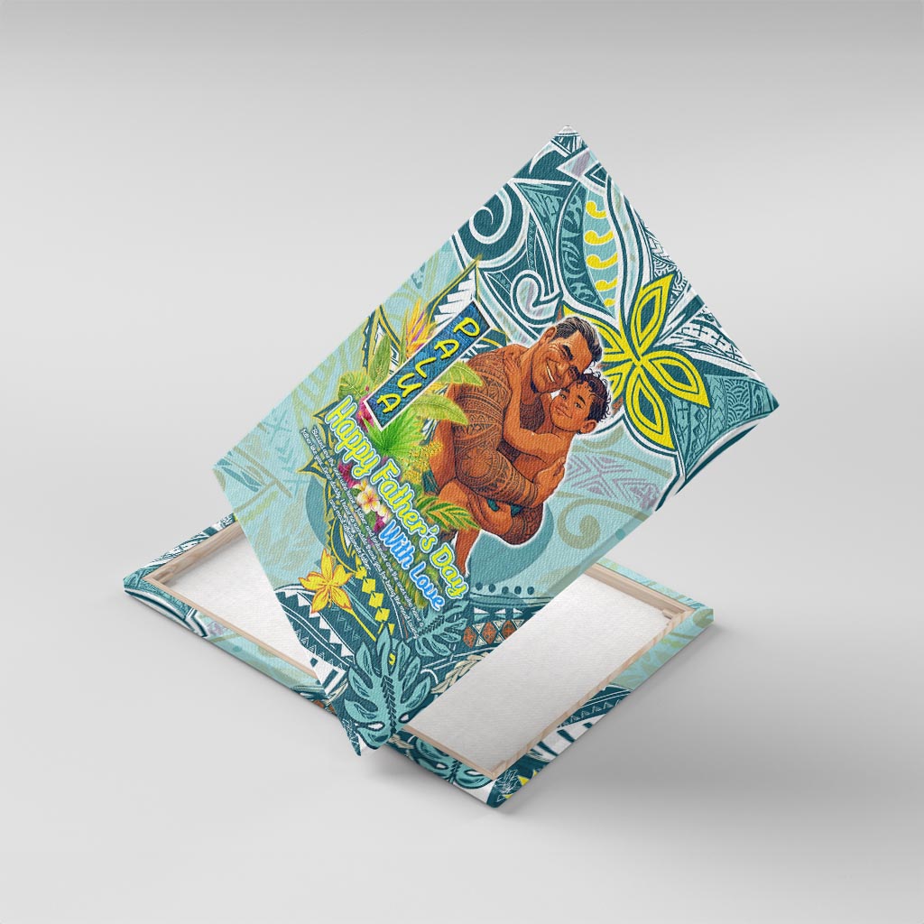 Palau Father's Day Polynesia Canvas Wall Art Dad and Son