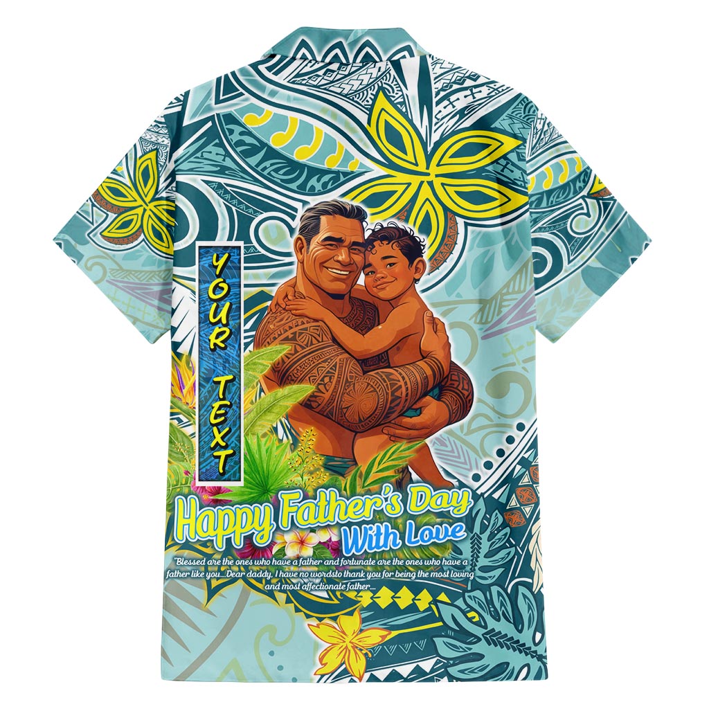Palau Father's Day Polynesia Family Matching Off Shoulder Short Dress and Hawaiian Shirt Dad and Son
