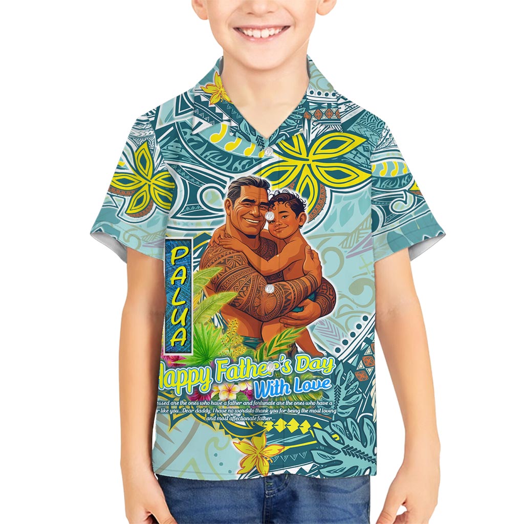 Palau Father's Day Polynesia Family Matching Tank Maxi Dress and Hawaiian Shirt Dad and Son