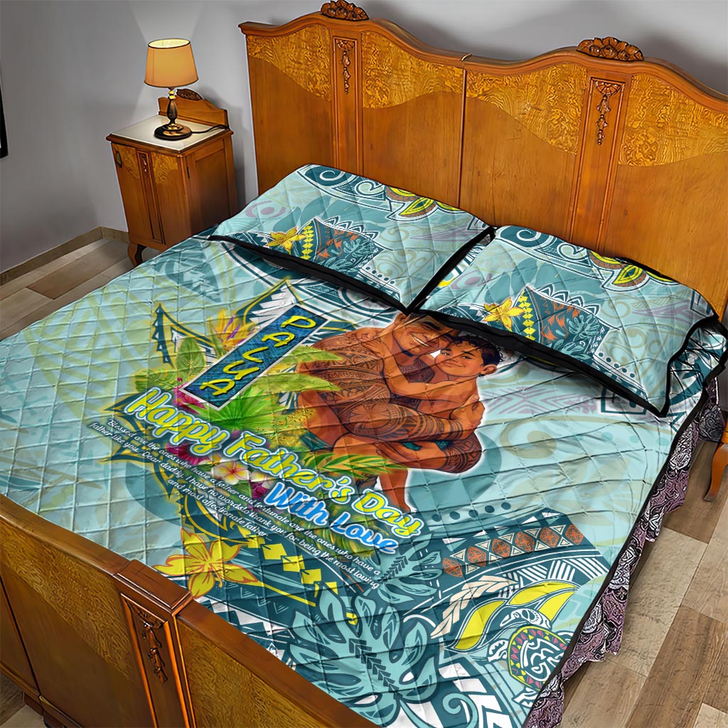 Palau Father's Day Polynesia Quilt Bed Set Dad and Son