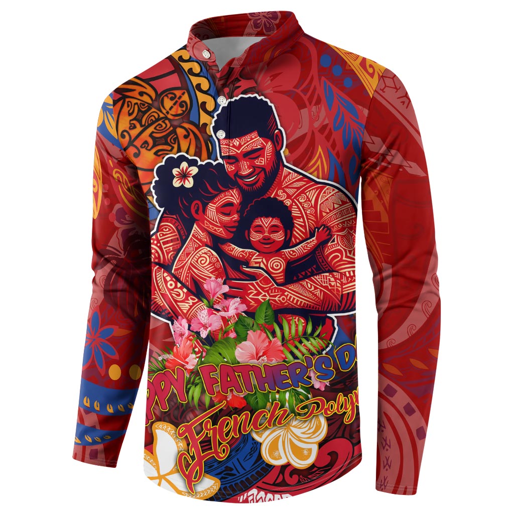 Happy Father's Day French Polynesia Button Sweatshirt Family Turtle Hibiscus