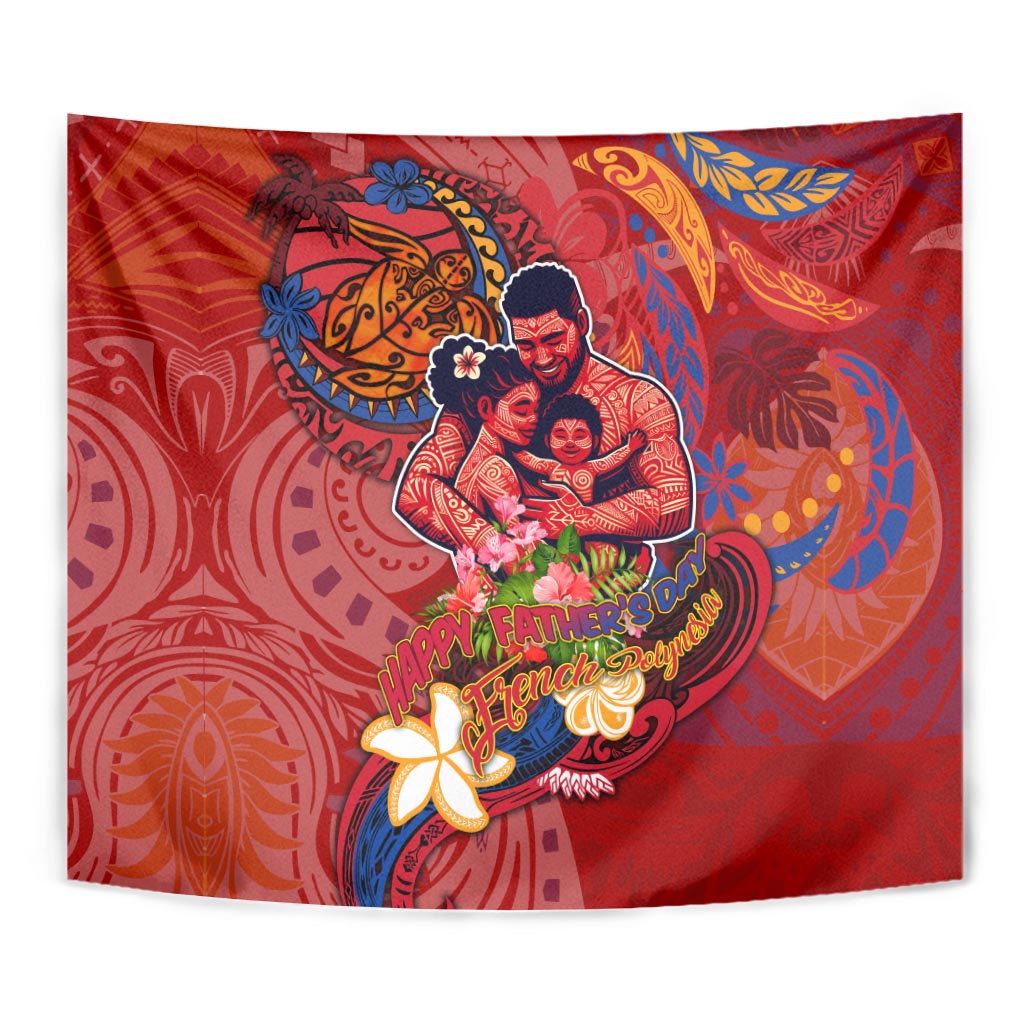 Happy Father's Day French Polynesia Tapestry Family Turtle Hibiscus