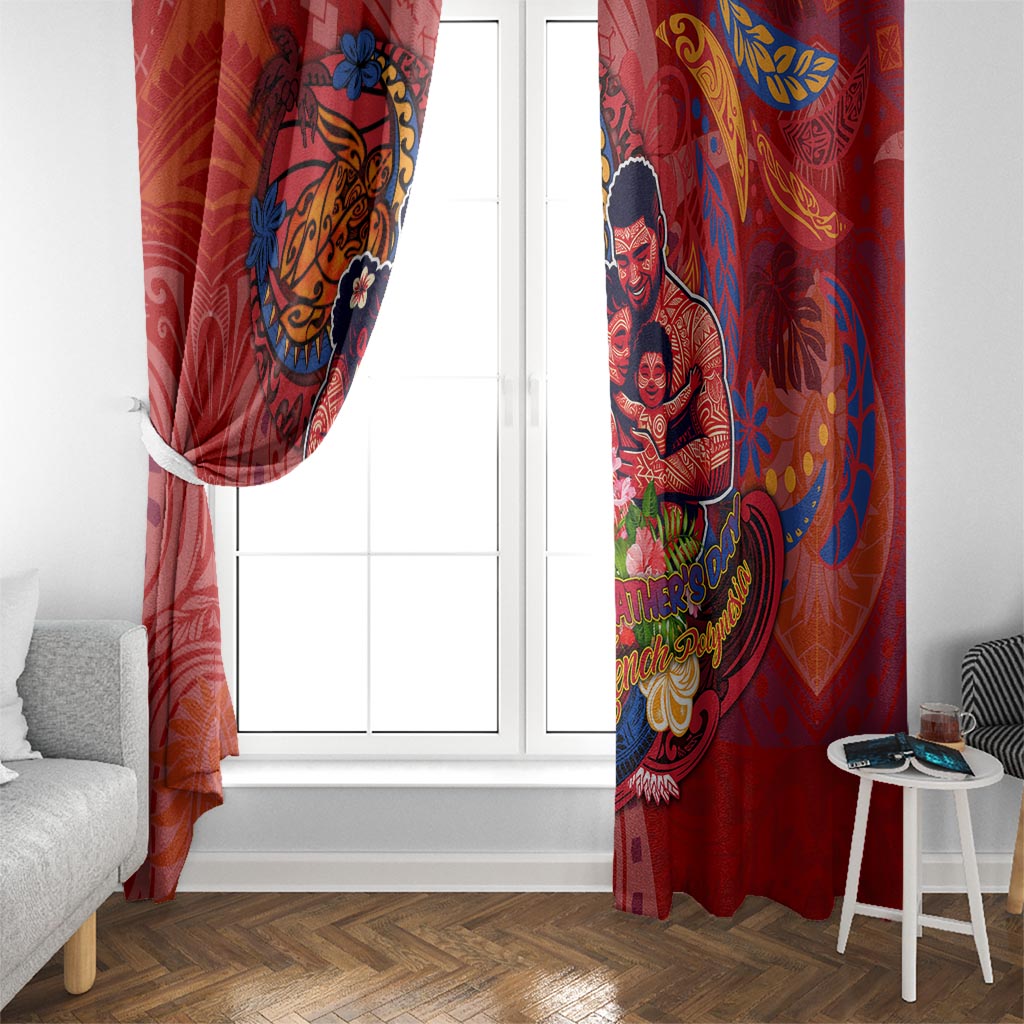 Happy Father's Day French Polynesia Window Curtain Family Turtle Hibiscus