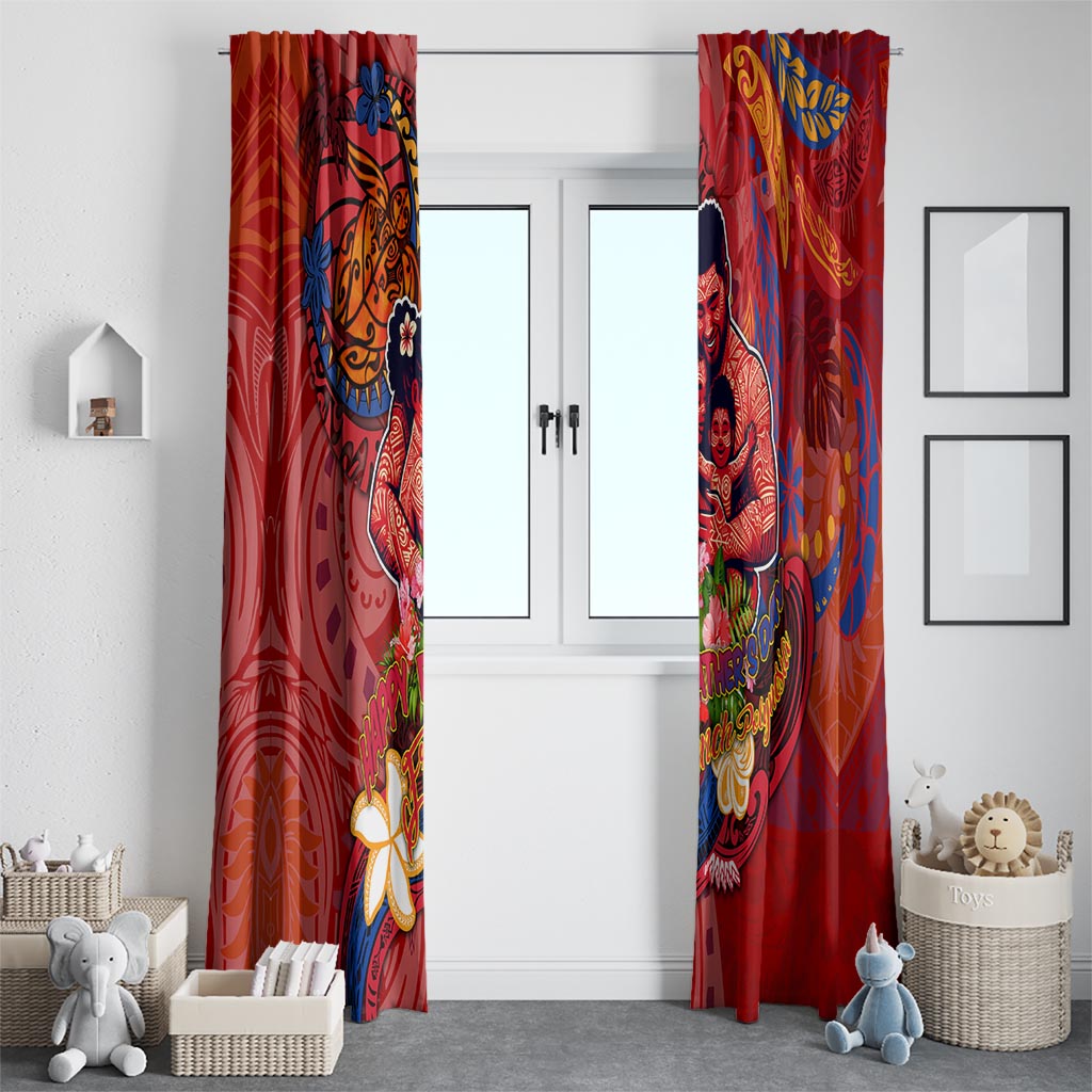 Happy Father's Day French Polynesia Window Curtain Family Turtle Hibiscus