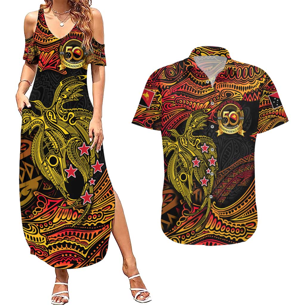 Papua New Guinea 50th Independence Day Couples Matching Summer Maxi Dress and Hawaiian Shirt Culture Spirit and Sovereignty