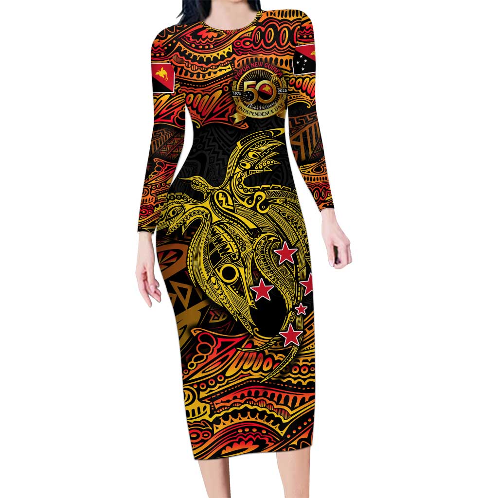 Papua New Guinea 50th Independence Day Family Matching Long Sleeve Bodycon Dress and Hawaiian Shirt Culture Spirit and Sovereignty