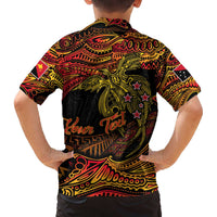 Papua New Guinea 50th Independence Day Family Matching Off The Shoulder Long Sleeve Dress and Hawaiian Shirt Culture Spirit and Sovereignty