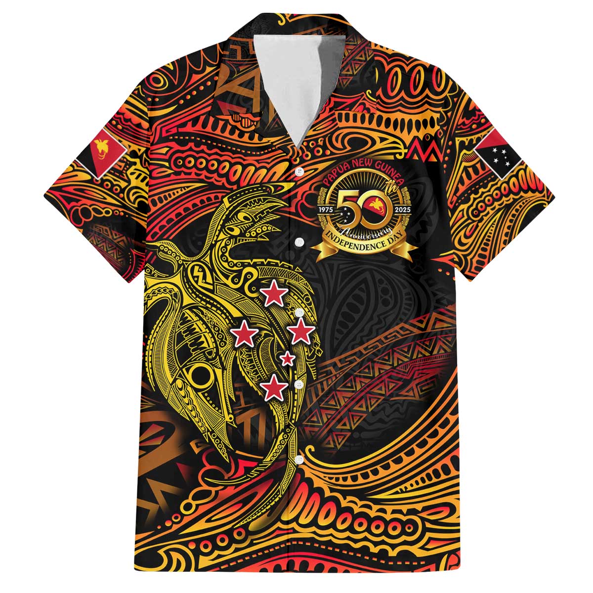 Papua New Guinea 50th Independence Day Family Matching Off The Shoulder Long Sleeve Dress and Hawaiian Shirt Culture Spirit and Sovereignty