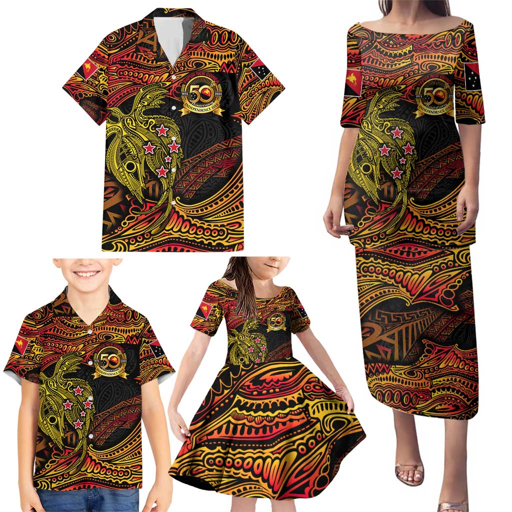Papua New Guinea 50th Independence Day Family Matching Puletasi and Hawaiian Shirt Culture Spirit and Sovereignty