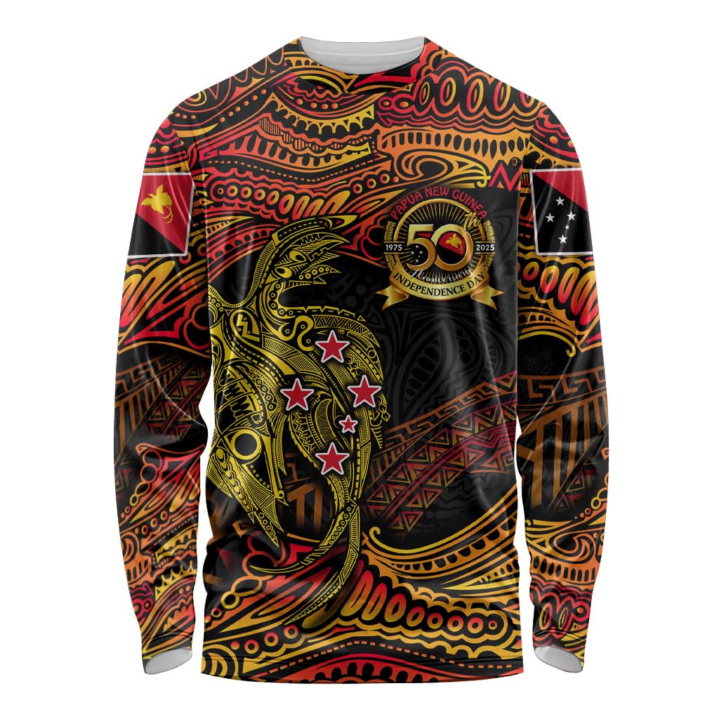 Papua New Guinea 50th Independence Day Long Sleeve Shirt Culture Spirit and Sovereignty
