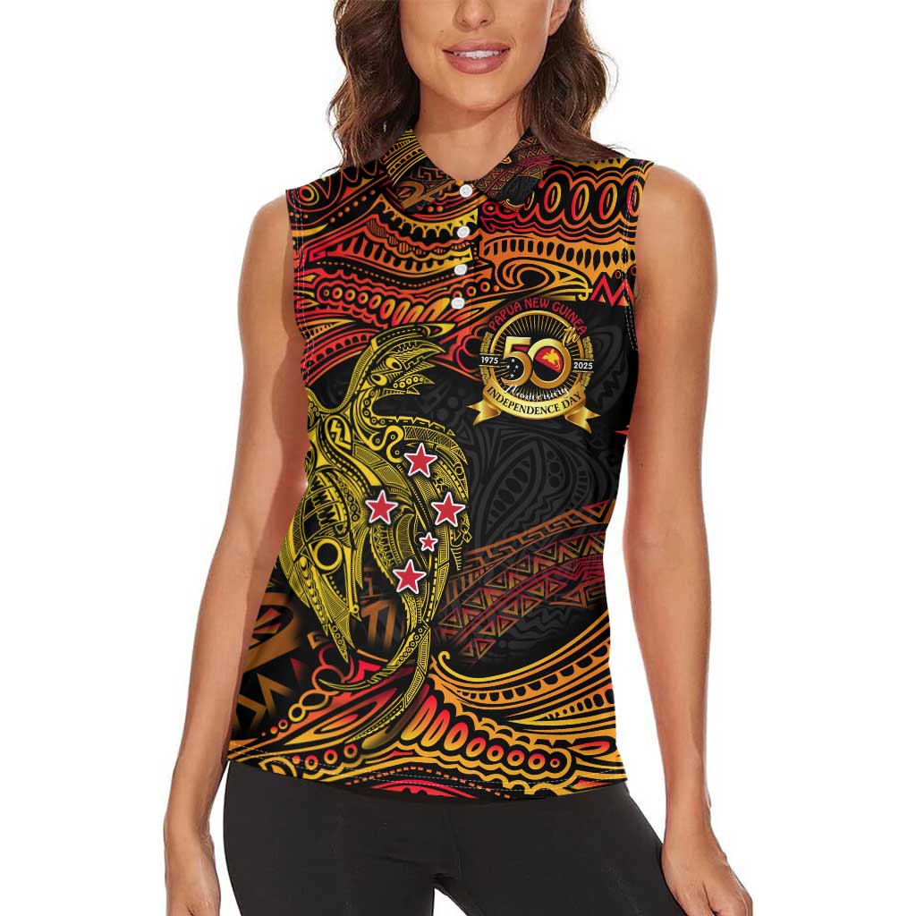 Papua New Guinea 50th Independence Day Women Sleeveless Polo Shirt Culture Spirit and Sovereignty