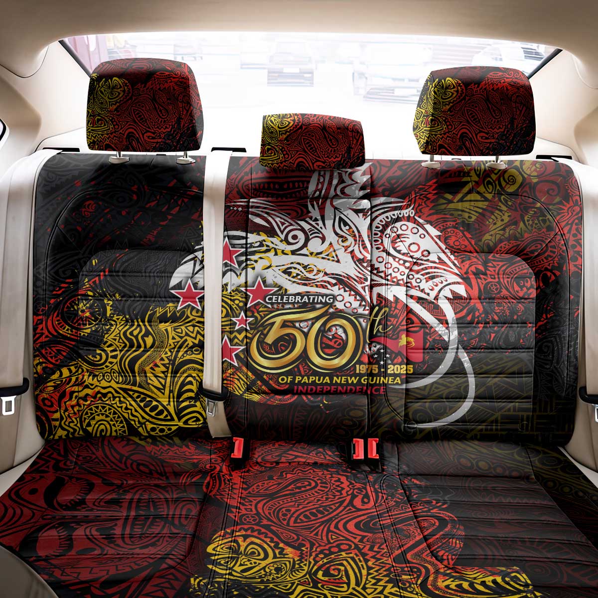 PNG 1975 - 2025 Back Car Seat Cover Papua New Guinea 50th Independence Anniversary