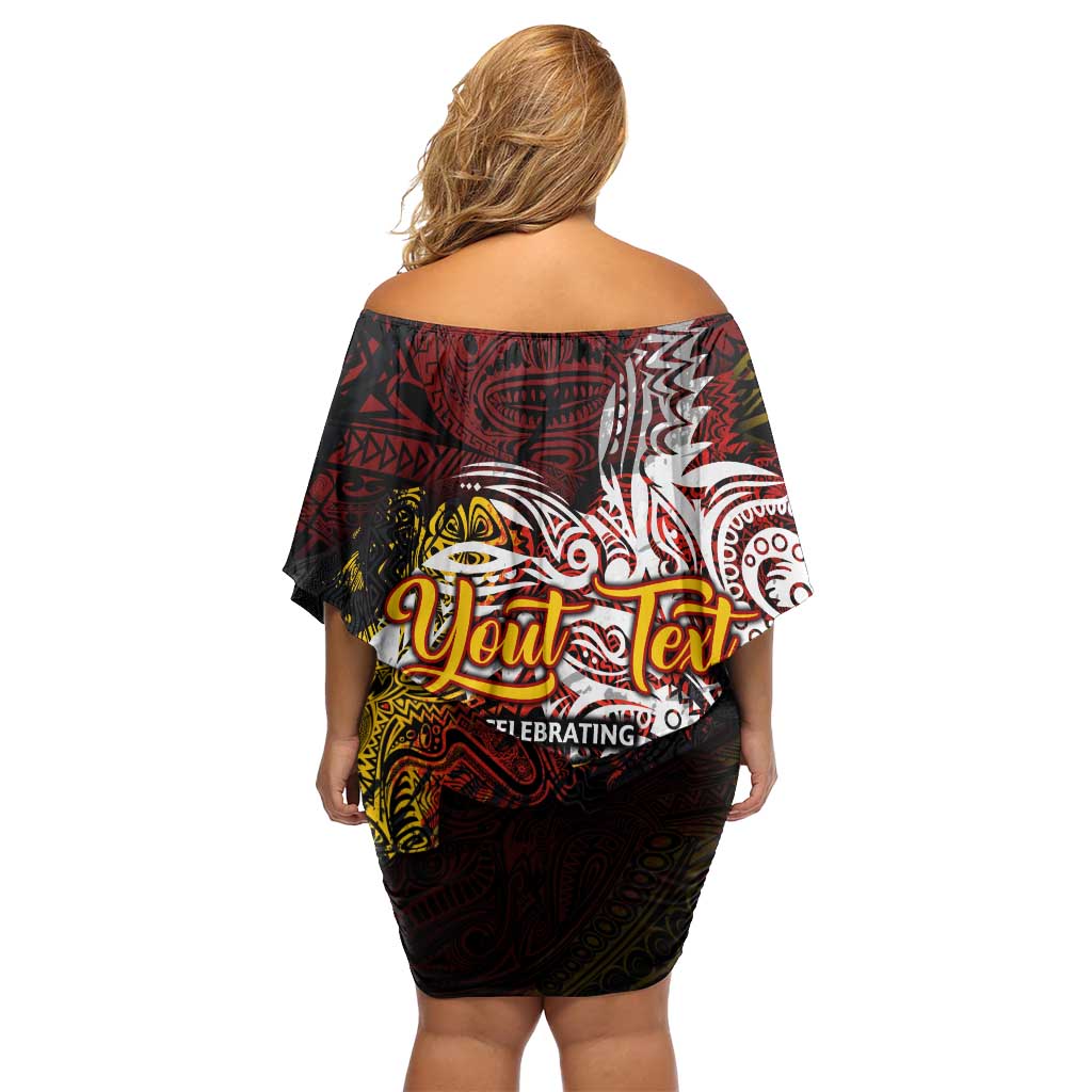 PNG 1975 - 2025 Family Matching Off Shoulder Short Dress and Hawaiian Shirt Papua New Guinea 50th Independence Anniversary