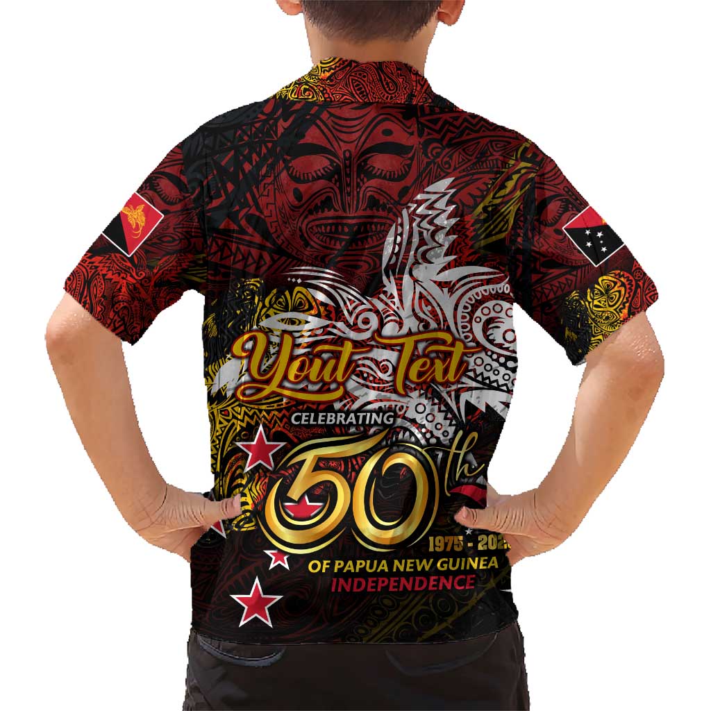 PNG 1975 - 2025 Family Matching Short Sleeve Bodycon Dress and Hawaiian Shirt Papua New Guinea 50th Independence Anniversary