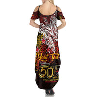 PNG 1975 - 2025 Family Matching Summer Maxi Dress and Hawaiian Shirt Papua New Guinea 50th Independence Anniversary