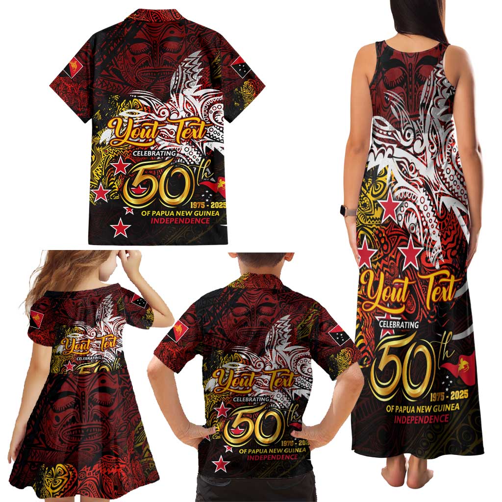 PNG 1975 - 2025 Family Matching Tank Maxi Dress and Hawaiian Shirt Papua New Guinea 50th Independence Anniversary
