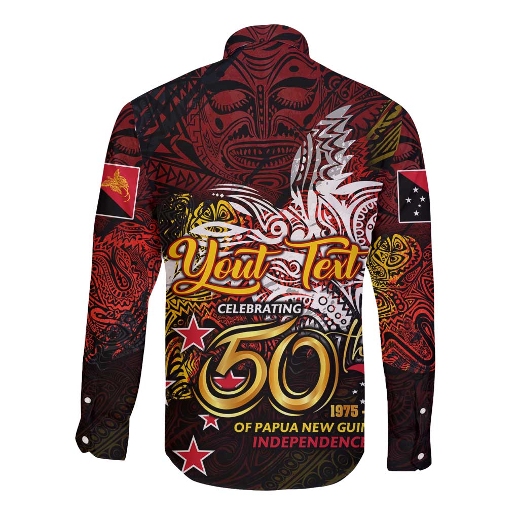 PNG 1975 - 2025 Long Sleeve Button Shirt Papua New Guinea 50th Independence Anniversary