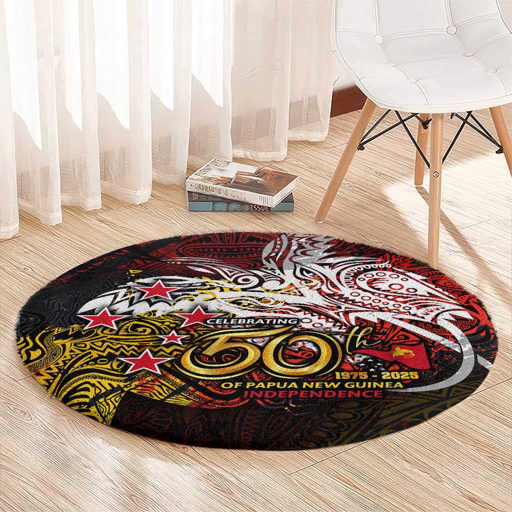 PNG 1975 - 2025 Round Carpet Papua New Guinea 50th Independence Anniversary