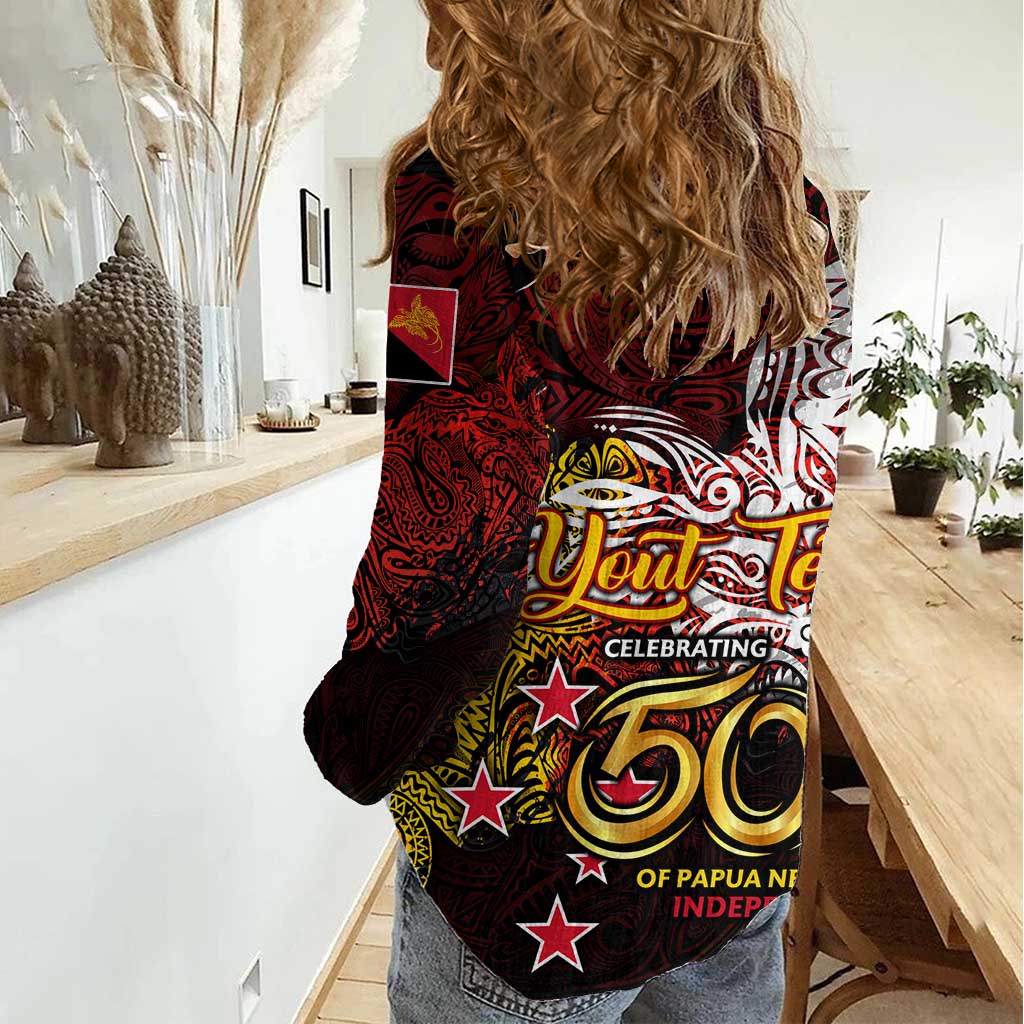PNG 1975 - 2025 Women Casual Shirt Papua New Guinea 50th Independence Anniversary