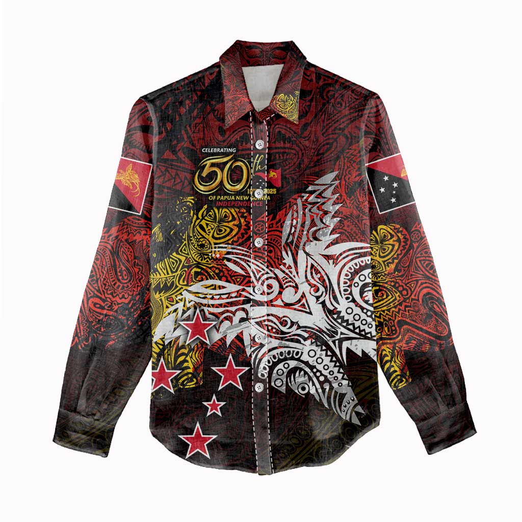 PNG 1975 - 2025 Women Casual Shirt Papua New Guinea 50th Independence Anniversary