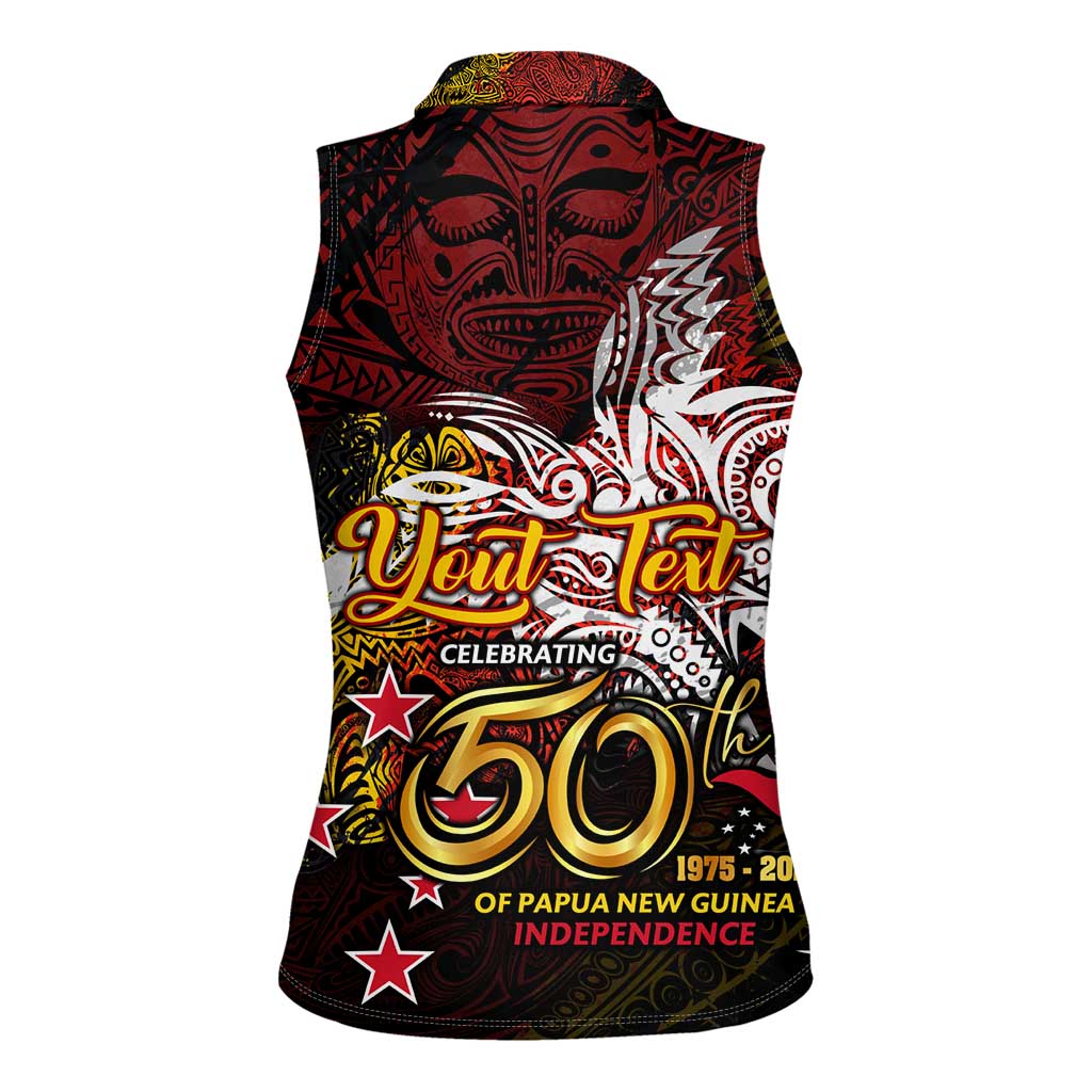 PNG 1975 - 2025 Women Sleeveless Polo Shirt Papua New Guinea 50th Independence Anniversary