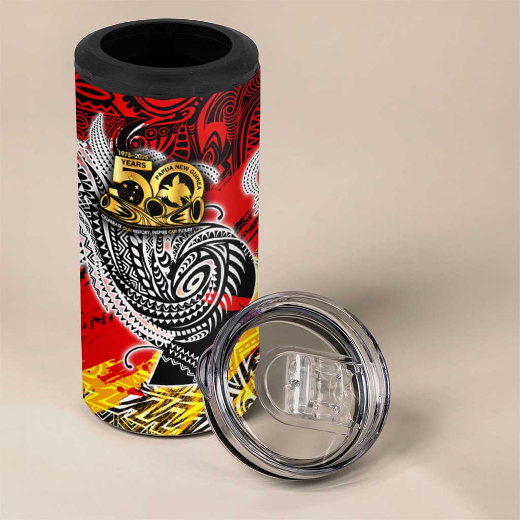 Papua New Guinea 50th Independence Day 4 in 1 Can Cooler Tumbler Celebrate Our History, Inspire Our Future