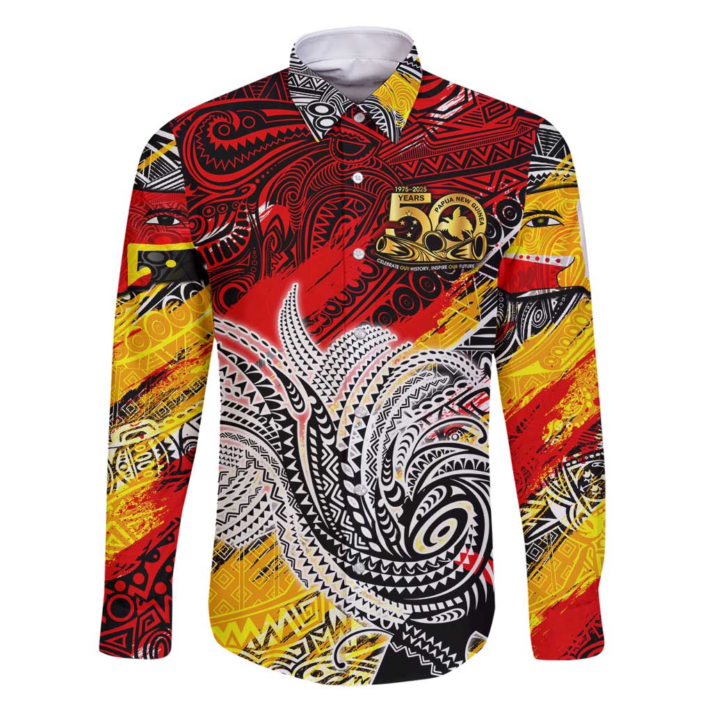 Papua New Guinea 50th Independence Day Family Matching Long Sleeve Bodycon Dress and Hawaiian Shirt Celebrate Our History, Inspire Our Future