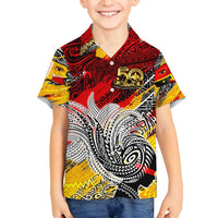 Papua New Guinea 50th Independence Day Family Matching Long Sleeve Bodycon Dress and Hawaiian Shirt Celebrate Our History, Inspire Our Future