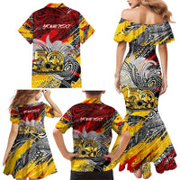 Papua New Guinea 50th Independence Day Family Matching Mermaid Dress and Hawaiian Shirt Celebrate Our History, Inspire Our Future