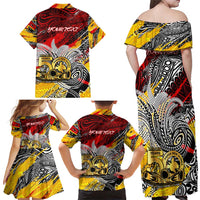 Papua New Guinea 50th Independence Day Family Matching Off Shoulder Maxi Dress and Hawaiian Shirt Celebrate Our History, Inspire Our Future