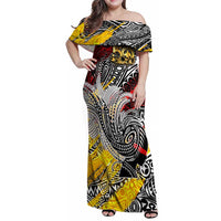 Papua New Guinea 50th Independence Day Family Matching Off Shoulder Maxi Dress and Hawaiian Shirt Celebrate Our History, Inspire Our Future