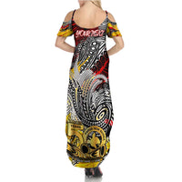 Papua New Guinea 50th Independence Day Family Matching Summer Maxi Dress and Hawaiian Shirt Celebrate Our History, Inspire Our Future