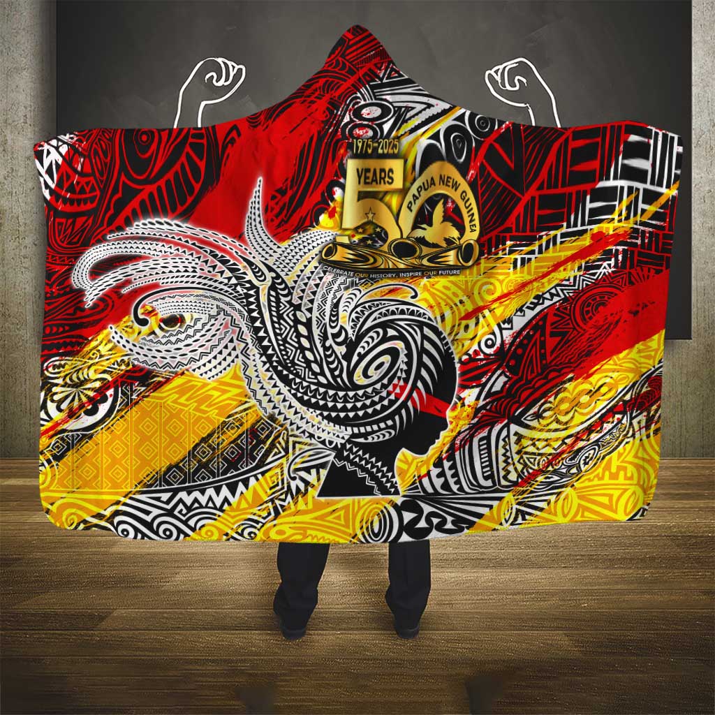 Papua New Guinea 50th Independence Day Hooded Blanket Celebrate Our History, Inspire Our Future