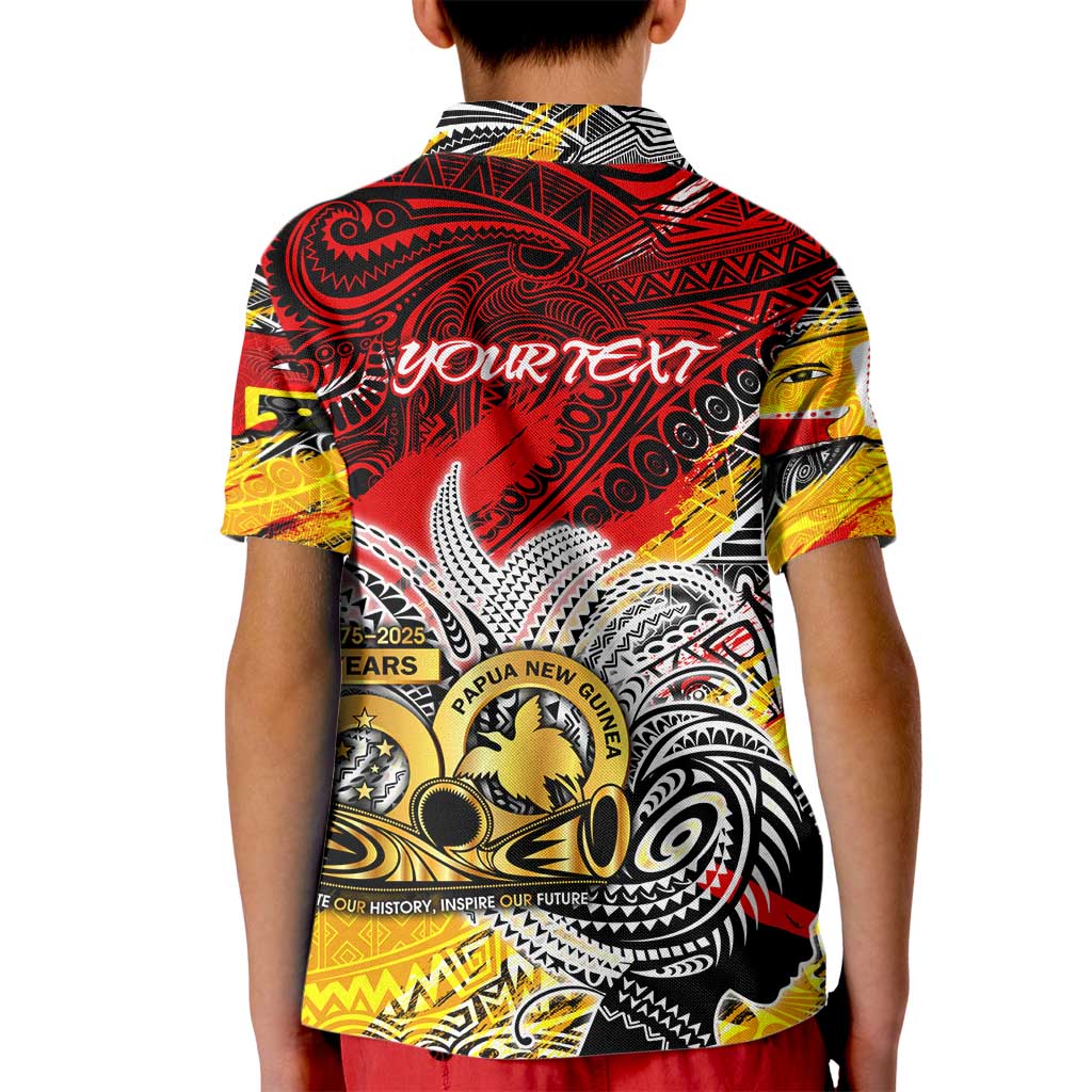 Papua New Guinea 50th Independence Day Kid Polo Shirt Celebrate Our History, Inspire Our Future