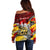 Papua New Guinea 50th Independence Day Off Shoulder Sweater Celebrate Our History, Inspire Our Future