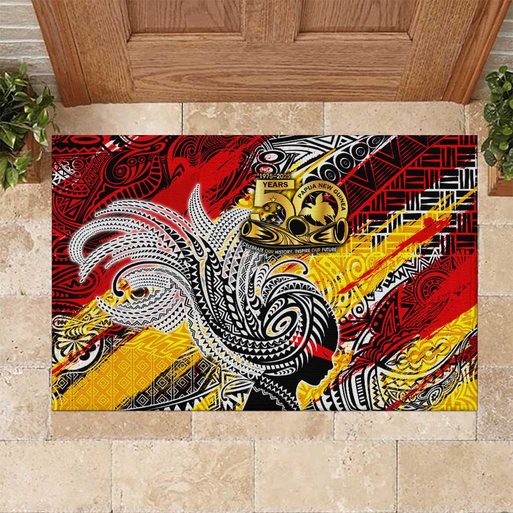 Papua New Guinea 50th Independence Day Rubber Doormat Celebrate Our History, Inspire Our Future