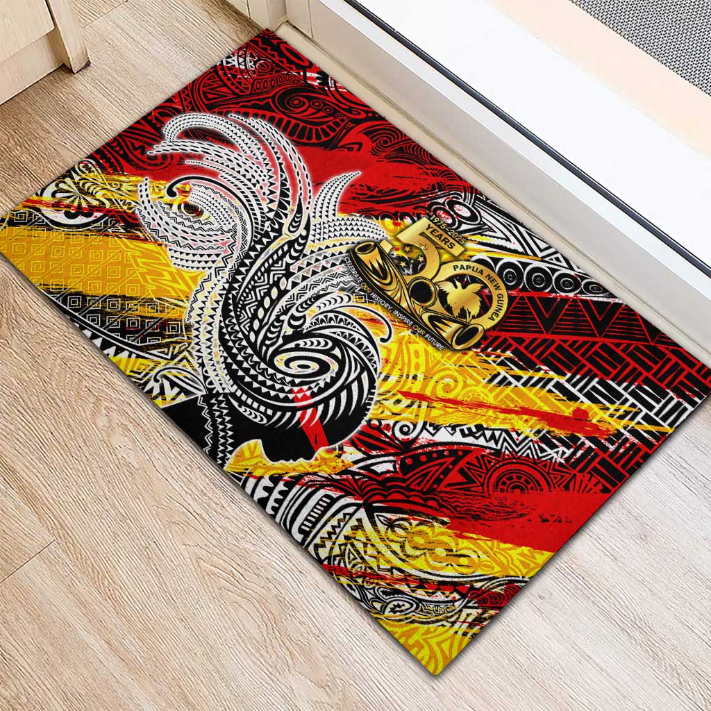 Papua New Guinea 50th Independence Day Rubber Doormat Celebrate Our History, Inspire Our Future