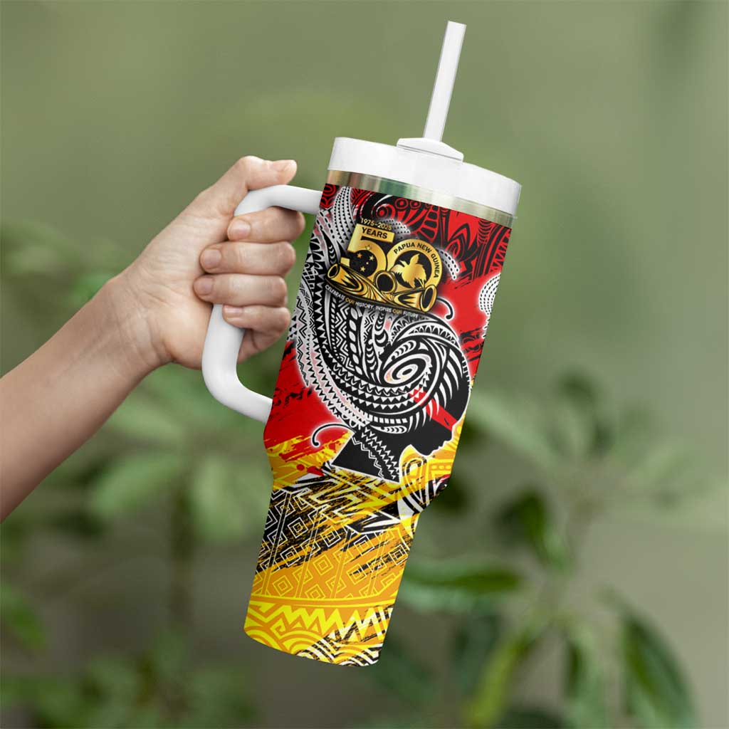 Papua New Guinea 50th Independence Day Tumbler With Handle Celebrate Our History, Inspire Our Future