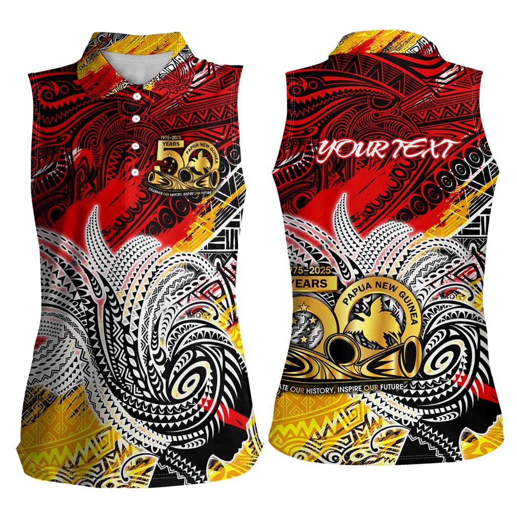 Papua New Guinea 50th Independence Day Women Sleeveless Polo Shirt Celebrate Our History, Inspire Our Future