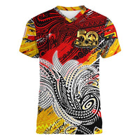 Papua New Guinea 50th Independence Day Women V-Neck T-Shirt Celebrate Our History, Inspire Our Future