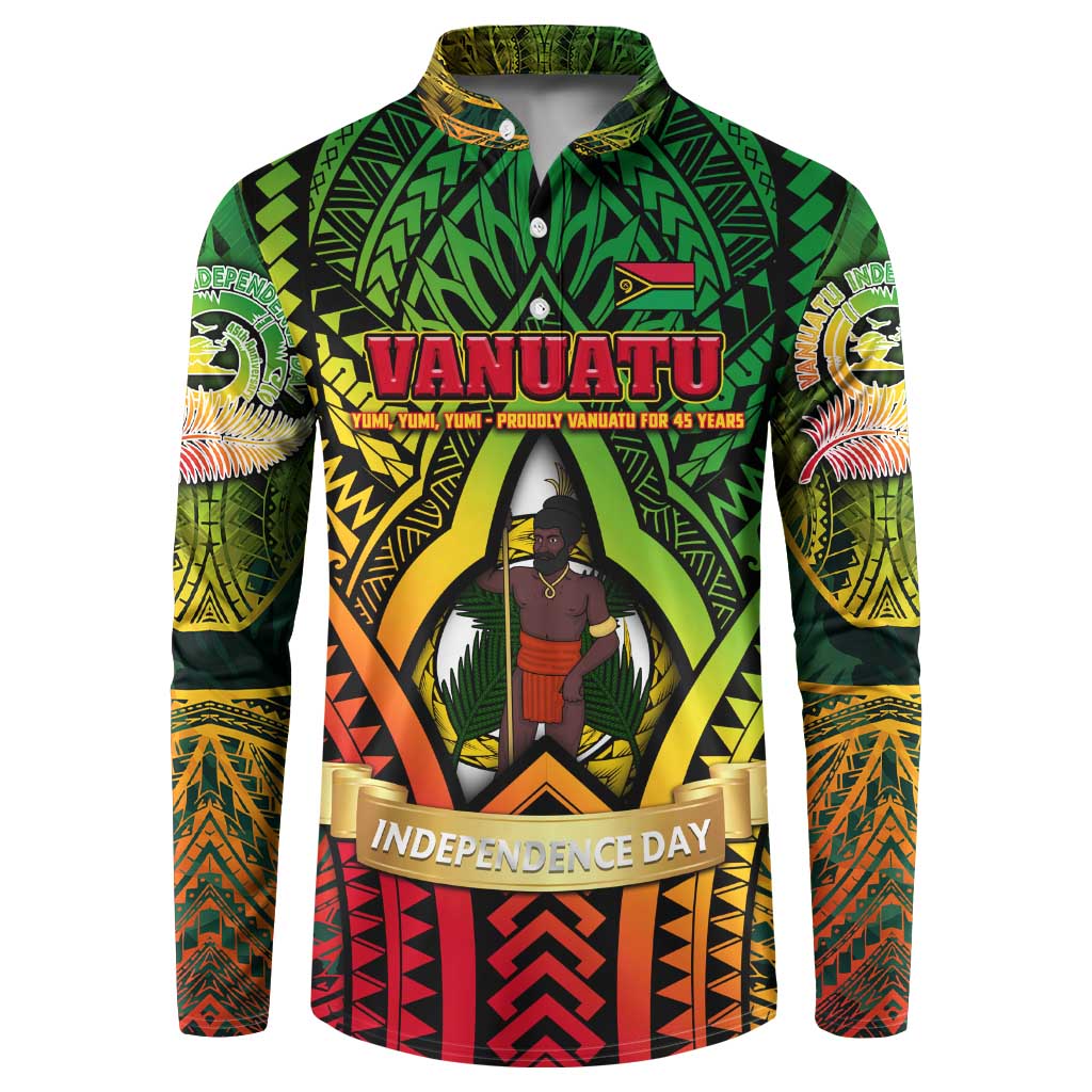 Vanuatu 45th Independence Anniversary Button Sweatshirt Embracing Our Traditions Shaping Our Future