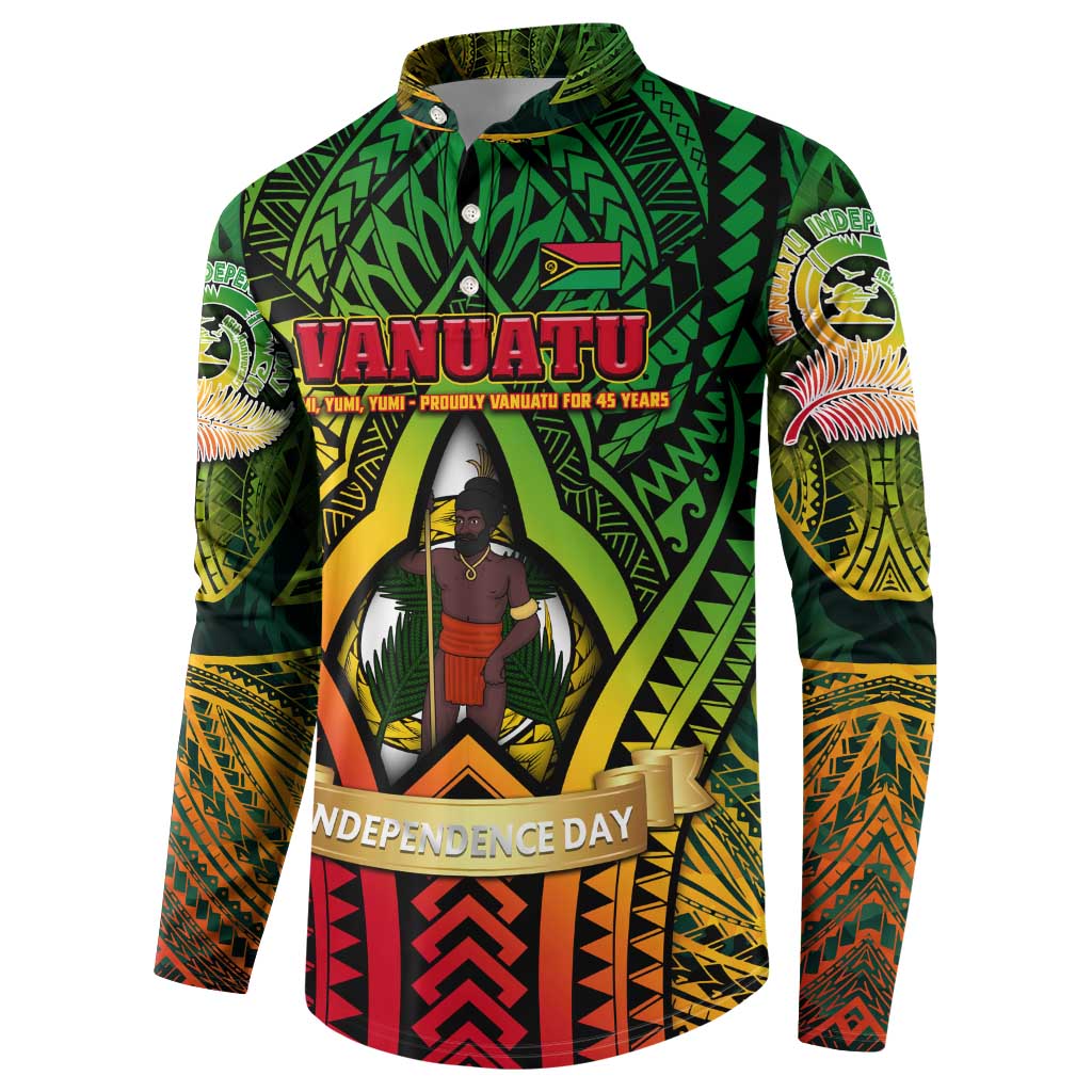 Vanuatu 45th Independence Anniversary Button Sweatshirt Embracing Our Traditions Shaping Our Future