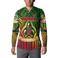 Vanuatu 45th Independence Anniversary Button Sweatshirt Embracing Our Traditions Shaping Our Future