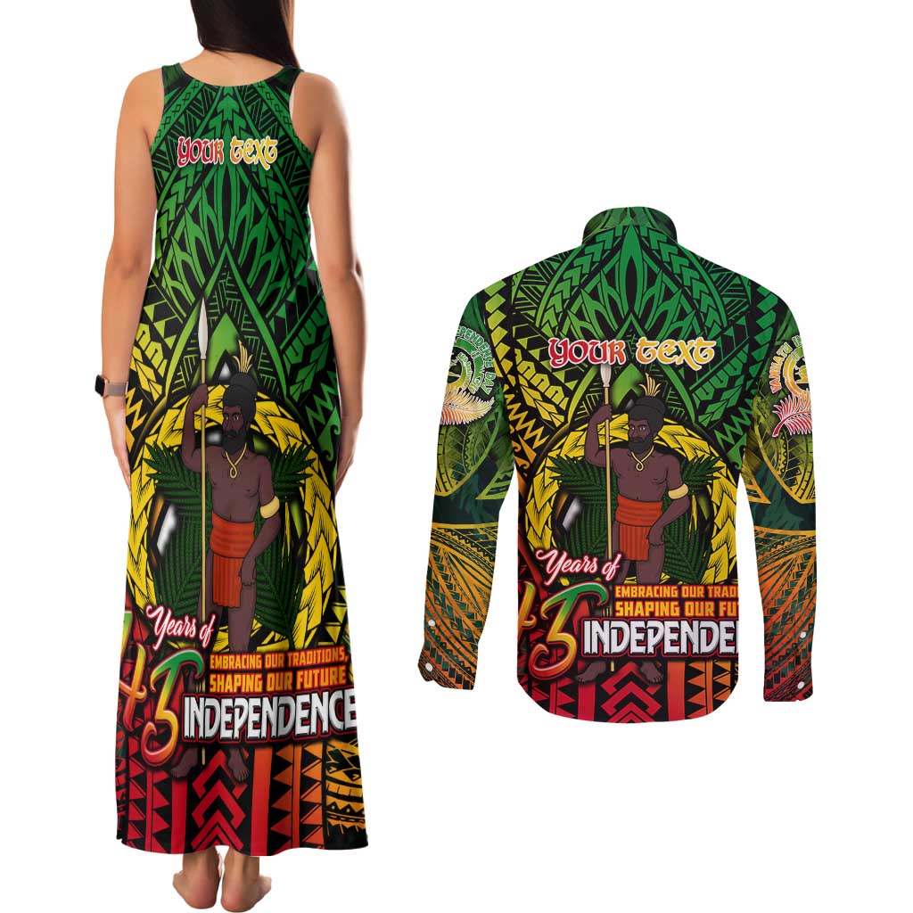 Vanuatu 45th Independence Anniversary Couples Matching Tank Maxi Dress and Long Sleeve Button Shirt Embracing Our Traditions Shaping Our Future