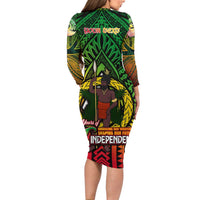 Vanuatu 45th Independence Anniversary Family Matching Long Sleeve Bodycon Dress and Hawaiian Shirt Embracing Our Traditions Shaping Our Future