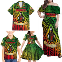 Vanuatu 45th Independence Anniversary Family Matching Off Shoulder Maxi Dress and Hawaiian Shirt Embracing Our Traditions Shaping Our Future