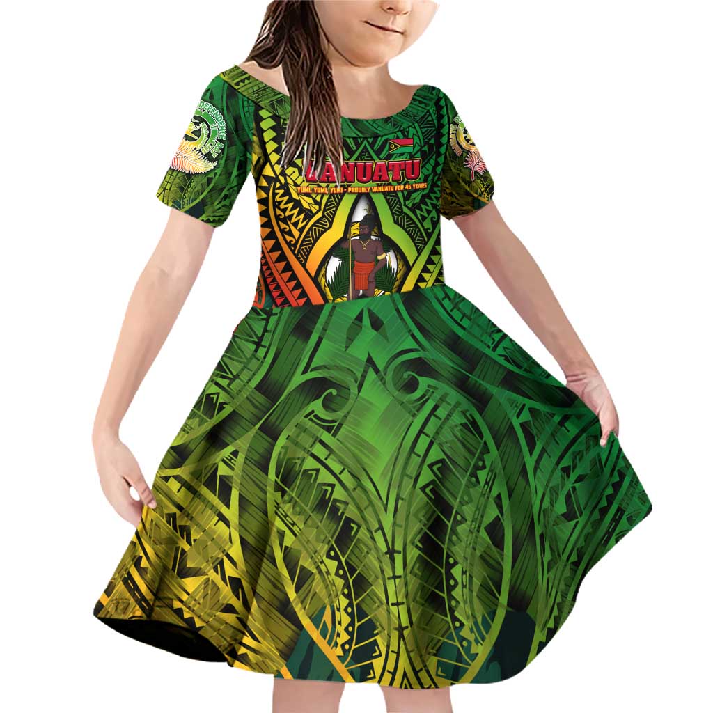 Vanuatu 45th Independence Anniversary Family Matching Off Shoulder Short Dress and Hawaiian Shirt Embracing Our Traditions Shaping Our Future